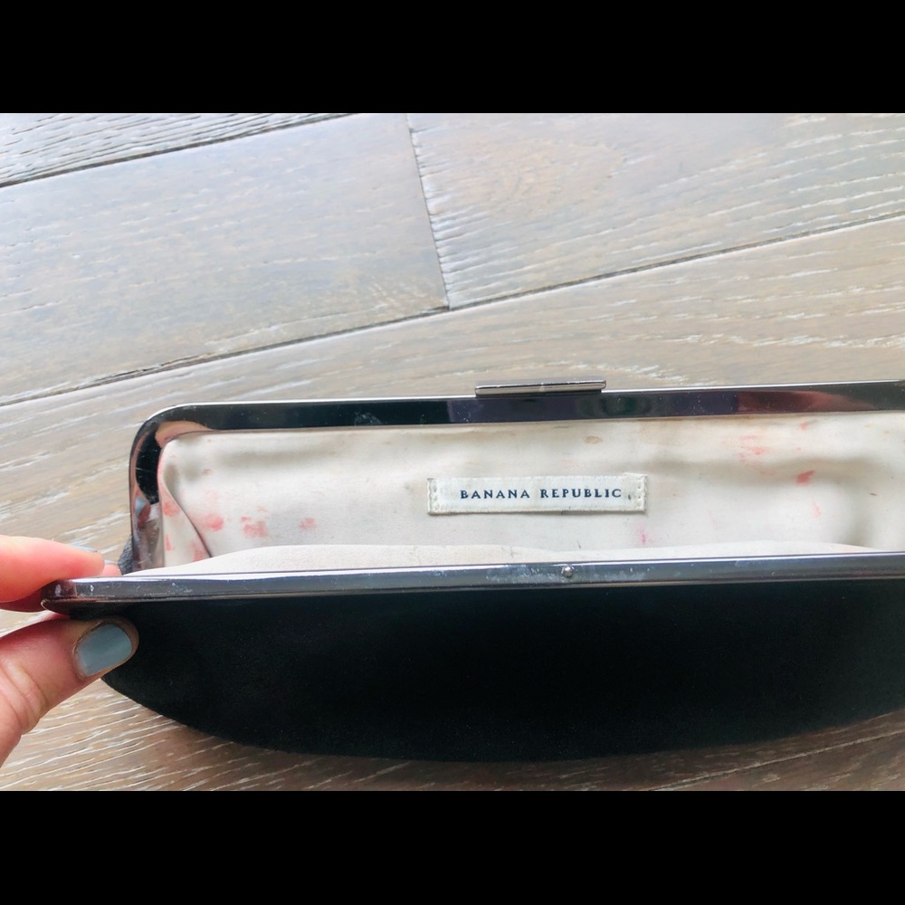 BANANA REPUBLIC Clutch. $48 Black Shimmer Suedette - Picture 5 of 6